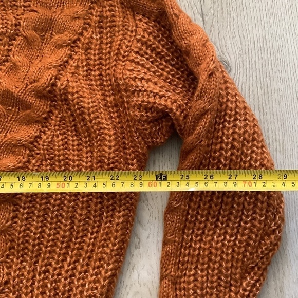 Chunky Cable Knit sweater turtleneck brown camel size M oversized‎ fall winter - Picture 4 of 10